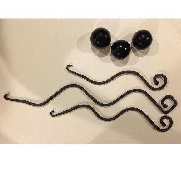 Ganz Set/3 Wrought Iron Wall Mount Sconces Purple Glass Candle Holders - Picture 7 of 10